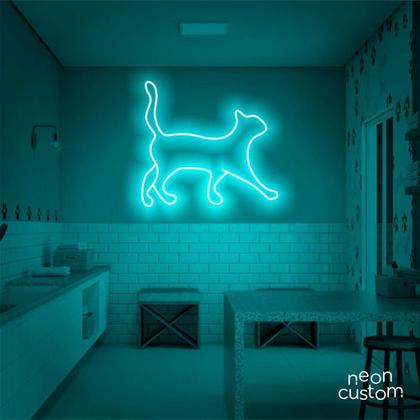 Imagem de luminaria letreiro Neon Led Gato 35x30 luminoso decoração p/ selfie