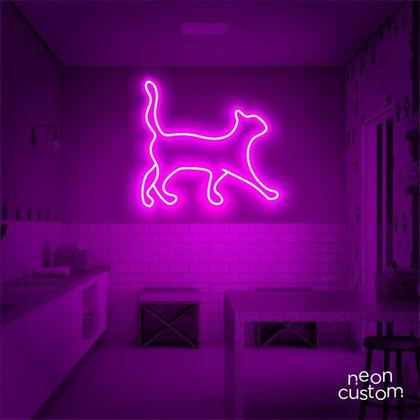 Imagem de luminaria letreiro Neon Led Gato 35x30 luminoso decoração p/ selfie