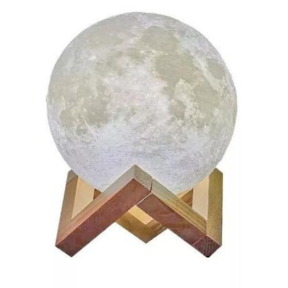 Imagem de Luminária Lua 3D Led Abajur Decoração Quarto  Branca
