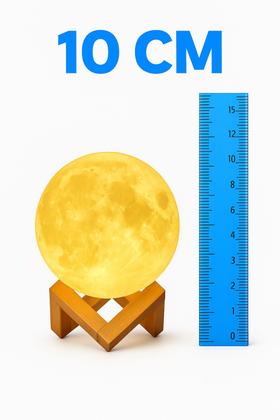 Imagem de Luminária Lua 3D Táctil  Abajur Decorativo com Efeito Lunar e Base de Madeira, Iluminação Aconchegante e Charmosa