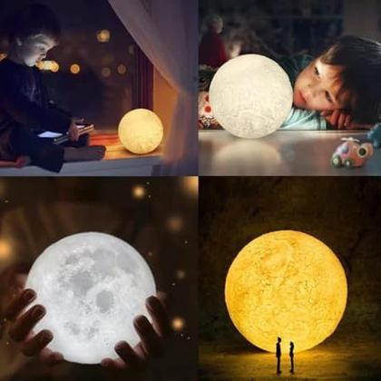 Imagem de Luminária LUA Abajur decoração Sala Quarto iluminação Luz Lua 3d Luminaria 5 cores