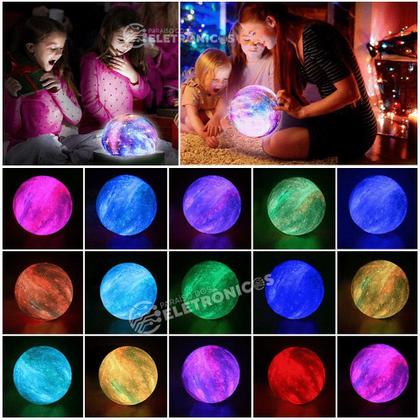 Imagem de Luminária Lua Cheia 3d Abajur P/ Quarto Cores Led Touch Acompanha Cabo Usb LEY2144