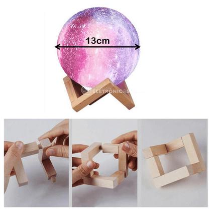 Imagem de Luminária Lua Cheia 3d Abajur P/ Quarto Cores Led Touch Acompanha Cabo Usb LEY2144
