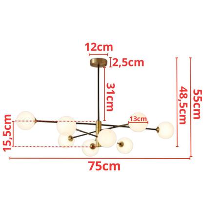 Imagem de Luminária Lustre 8 Globos 75X55Cm Jabuticaba Sputnik 360