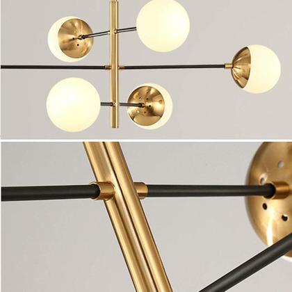 Imagem de Luminária Lustre 8 Globos 87x75cm Jabuticaba Sputnik Dourada Metal Teto Gimpo KJDD-E-558-GOLD-8