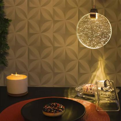 Imagem de Luminaria Lustre Pendente Disco Lua de Cristal com Bolinhas Led Iluminaçao Decoraçao Moderno Quarto Casa Cozinha Sala de Estar Ambiente Interno