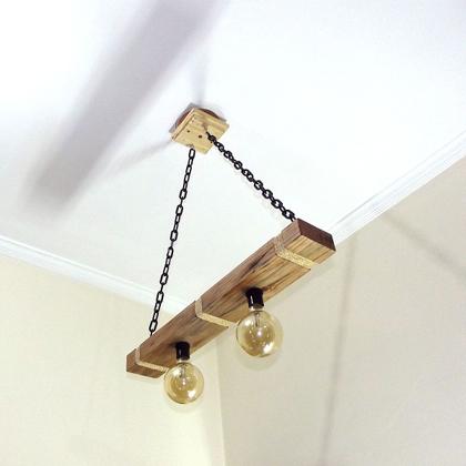 Imagem de Luminária Lustre Pendente Rústico Retro Madeira 65cm