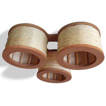 Imagem de Luminária Lustre Pendente Rústico Retro Madeira Sisal 35cm