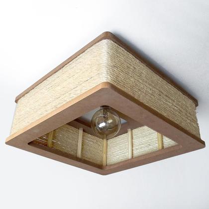 Imagem de Luminária Lustre Pendente Rústico Retro Madeira Sisal 35Cm