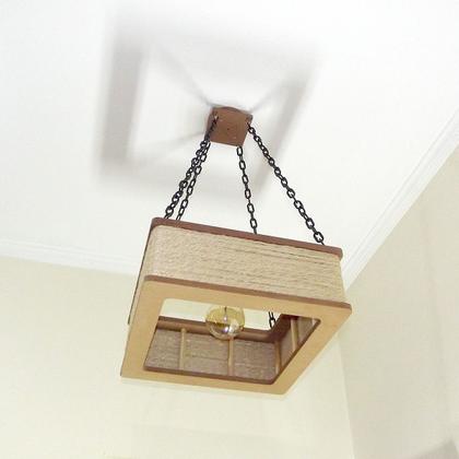 Imagem de Luminária Lustre Pendente Rústico Retro Madeira Sisal 60cm