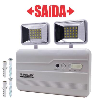 Imagem de Luminária Luz de Emergência Iluminação Autônoma Empalux 2 Faróis 8w 1200 Lúmens Branco Frio Bivolt