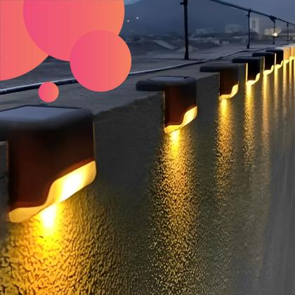 Imagem de Luminária Luz Led Solar 4 peças a Prova D'água Jardim Degraus Decoração Area Externa com Prendedores