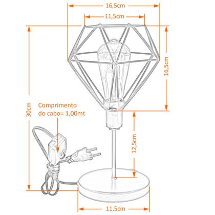 Imagem de Luminária Mesa Abajur Mini Aramado Diamante Branco P/Decorar