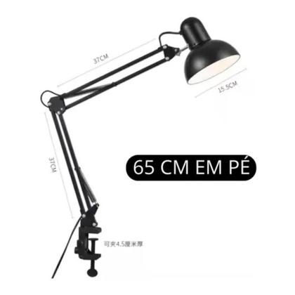 Imagem de Luminária Mesa Abajur Quarto Articulável Com Garra E Base Acessórios