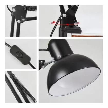 Imagem de Luminária Mesa Abajur Quarto Articulável Com Garra E Base Acessórios