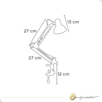 Imagem de Luminária Mesa Articulável Pixar E27 Bivolt Com Garra