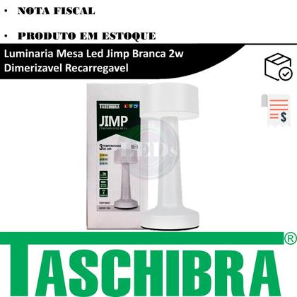 Imagem de Luminaria Mesa Led Jimp Branca 2w Dimerizavel Recarregavel