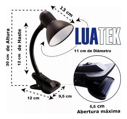 Imagem de Luminária Mesa Metal Lâmpada Articulável Base Garra