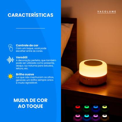 Imagem de Luminária Moderna RGB Noturna Decorativa Mesa Controle Touch