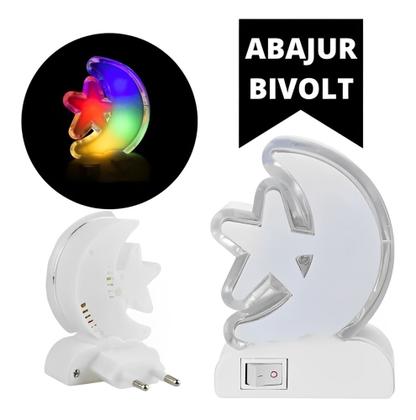 Imagem de Luminária Noturna Led Abajur Tomada Led Bivolt Infantil Quarto Borboleta/Lua Estrela/Coração