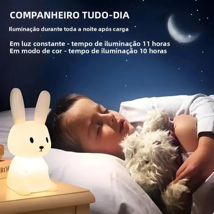 Imagem de Luminária Noturna LED De Coelho De Silicone Fofa Com Sensor De Toque Para Decoração De Quarto