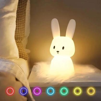 Imagem de Luminária Noturna LED De Coelho De Silicone Fofa Com Sensor De Toque Para Decoração De Quarto