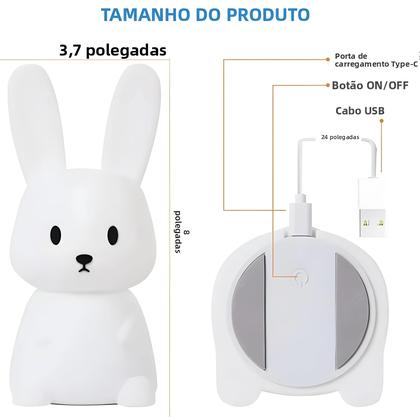 Imagem de Luminária Noturna LED De Coelho De Silicone Fofa Com Sensor De Toque Para Decoração De Quarto