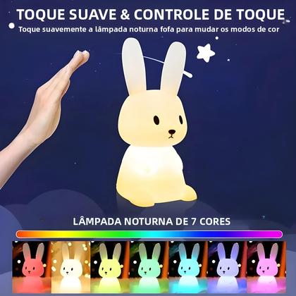 Imagem de Luminária Noturna LED De Coelho De Silicone Fofa Com Sensor De Toque Para Decoração De Quarto