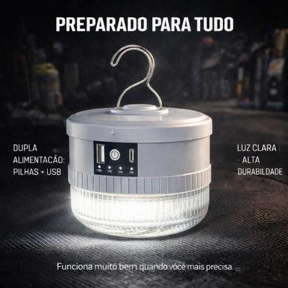 Imagem de Luminária Para Barraca Lampada Led 80w Grande Bateria Epilha