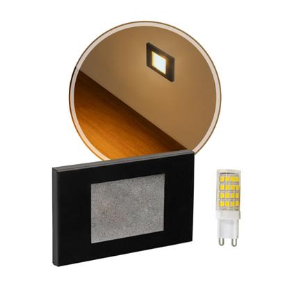 Imagem de Luminária Parede escada balizador Embutir Cx 4x2 Preto + Luz LED G9 ST1314