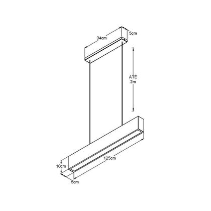 Imagem de Luminária Pendente 1 Lâmp. Retangular 125cm Alumínio Branco Arky