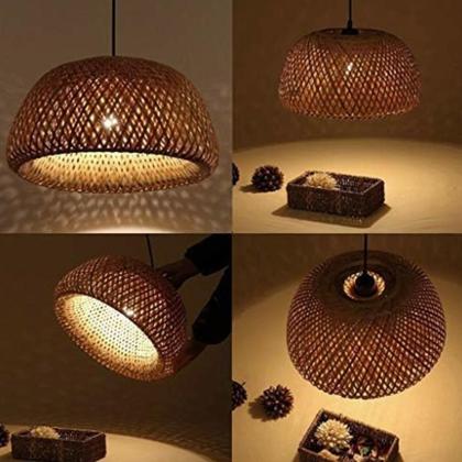 Imagem de Luminária Pendente 30cm Lustre Teto Bambu Natural Gimpo KJDD-E-639-30CM