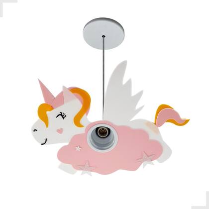 Imagem de Luminária Pendente Cabeça Unicórnio Rosa Teto Quarto Menina (o) Infantil