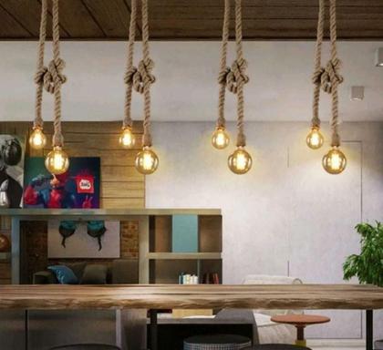 Imagem de Luminária Pendente Corda Dupla Rústico Retro Para   Gourmet