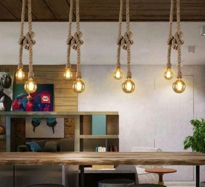 Imagem de Luminária Pendente Corda Dupla Rústico Retro Para   Gourmet