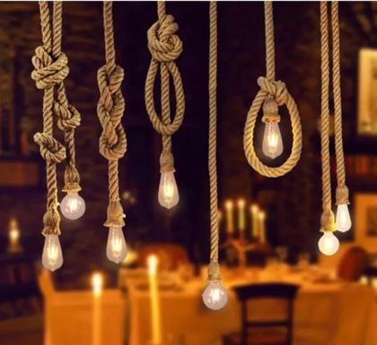 Imagem de Luminaria pendente corda marrom rústica bp-c1-e27 - CTB