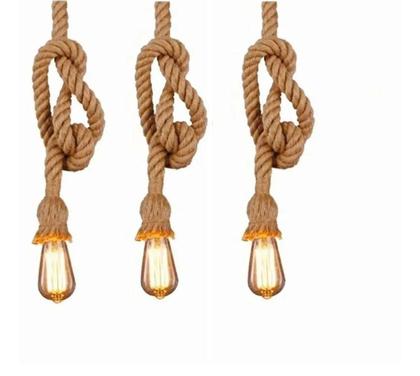 Imagem de Luminária Pendente Corda Rústico Retro Para   Gourmet