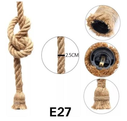 Imagem de Luminária Pendente Corda Rústico Retro Para Quarto Bancada Gourmet