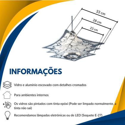 Imagem de Luminária Pendente de Teto - Estrelado Branco - Para Quarto, Sala, Cozinha