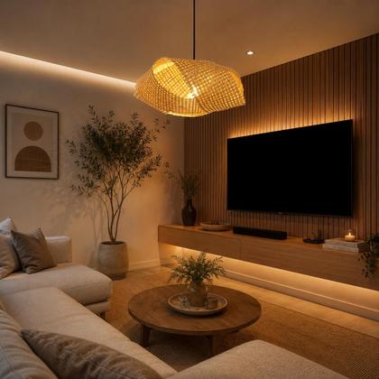 Imagem de Luminária Pendente de Vime Estilo Palha Rustico 54 cm