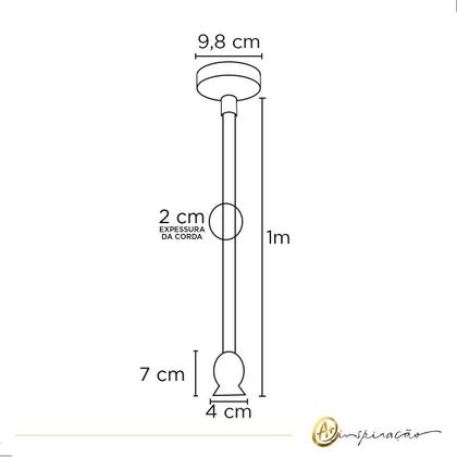 Imagem de Luminária Pendente Desing Rustico Corda Retro Decorativo