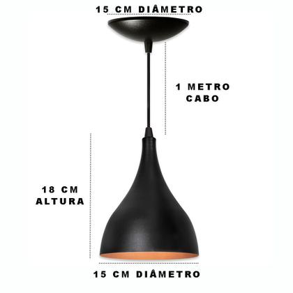 Imagem de Luminária Pendente Gota Preto Fosco / Cobre