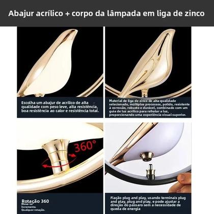 Imagem de Luminária Pendente LED Magpie - Preto e Prata - para Quarto - AC85-265V