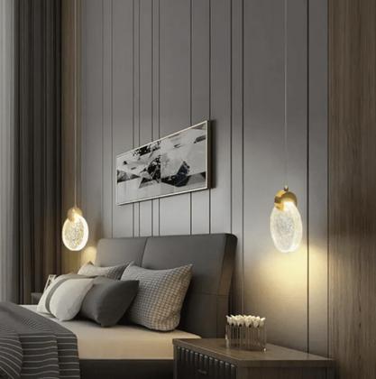 Imagem de Luminária Pendente Lustre Led Cristal Lua Bolhas Dourado Unitário Sala Quarto Banheiro