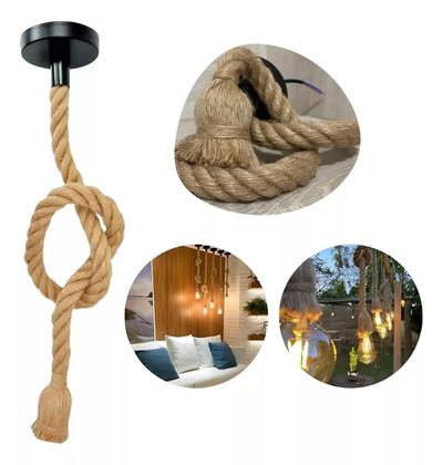 Imagem de Luminária Pendente Lustre Teto Corda Sisal 1 Metro Rústico