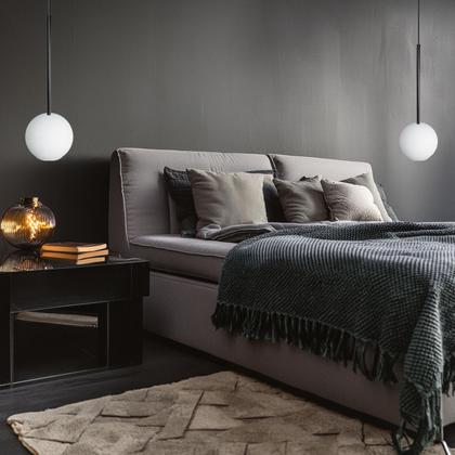 Imagem de Luminária Pendente Lux Preto Globo Vidro Branco Fosco + Led