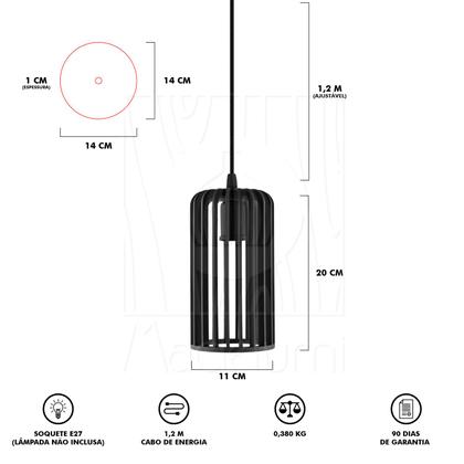 Imagem de Luminária Pendente Madeira Paladio P e27 Sala 5 Unidades