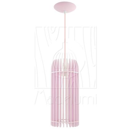 Imagem de Luminária Pendente Madeira Tubo 35cm Rosa Claro E27 Sala