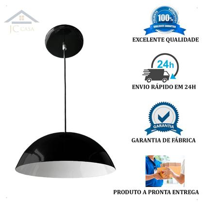 Imagem de Luminária Pendente Meia Lua 24cm Int Branco Fiação 110/220