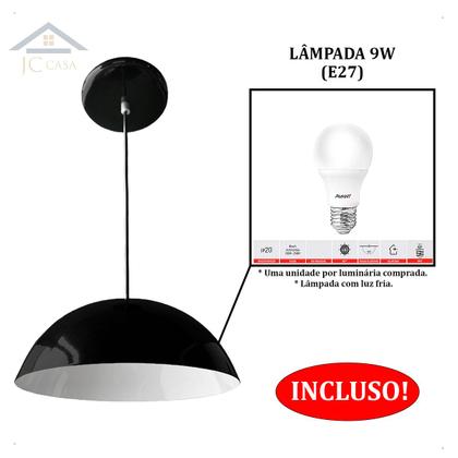 Imagem de Luminária Pendente Meia Lua 24cm Int Branco Fiação 110/220